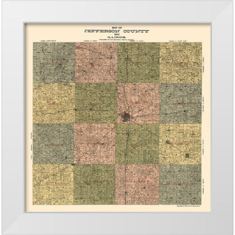 Jefferson County Illinois - Beauman 1900  White Modern Wood Framed Art Print by Beauman