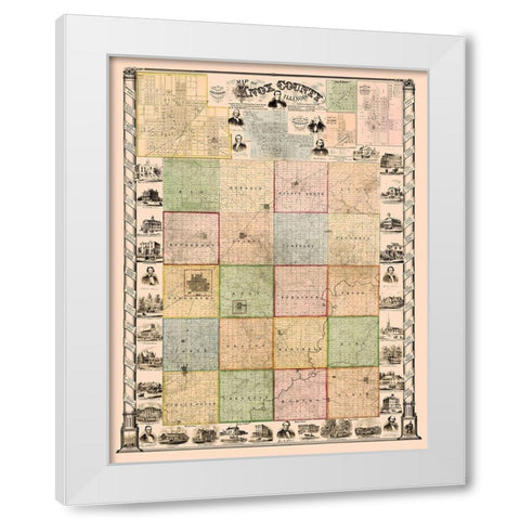 Knox Illinois Landowner - Thompson 1861 White Modern Wood Framed Art Print by Thompson