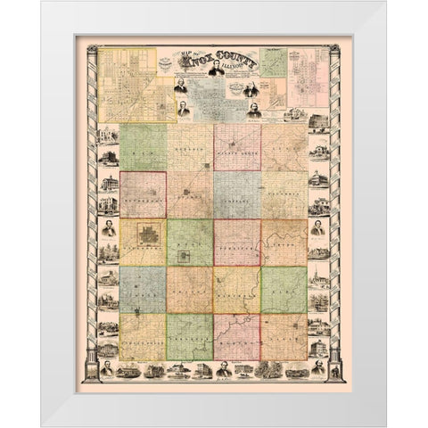 Knox Illinois Landowner - Thompson 1861 White Modern Wood Framed Art Print by Thompson