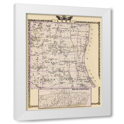 Lake Illinois Landowner - Warner 1876 White Modern Wood Framed Art Print by Warner