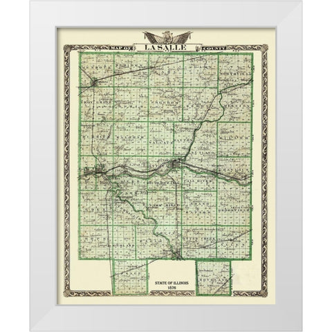 La Salle Illinois Landowner - Warner 1876 White Modern Wood Framed Art Print by Warner