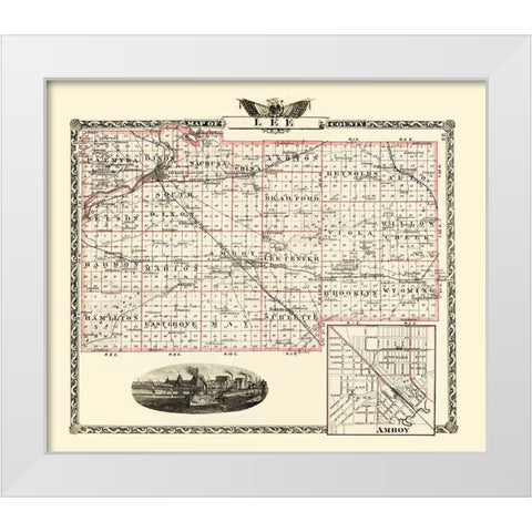 Lee Illinois Landowner - Warner 1870 White Modern Wood Framed Art Print by Warner