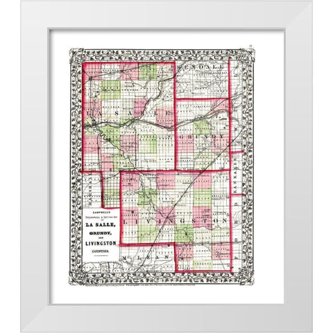 La Salle  Grundy  Livingston Illinois White Modern Wood Framed Art Print by Campbell