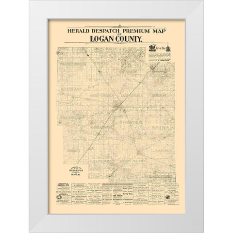 Logan County Illinois - Herald Despatch 1861  White Modern Wood Framed Art Print by Herald Despatch