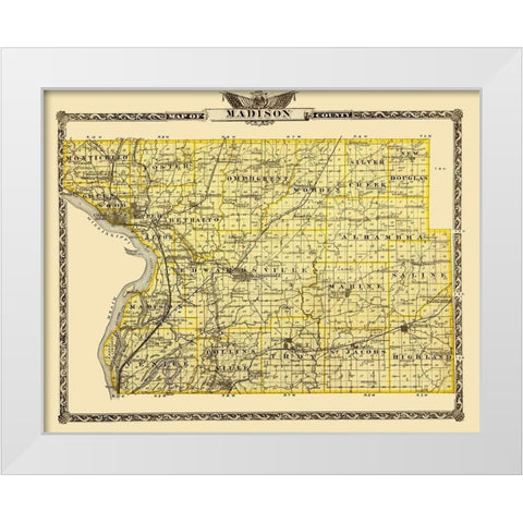 Madison Illinois Landowner - Warner 1876 White Modern Wood Framed Art Print by Warner