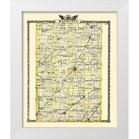 Macoupin Illinois Landowner - Warner 1870 White Modern Wood Framed Art Print by Warner