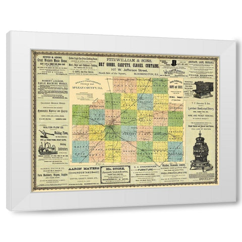 Mclean  Bloomington Illinois - Hambaugh 1886 White Modern Wood Framed Art Print by Hambaugh
