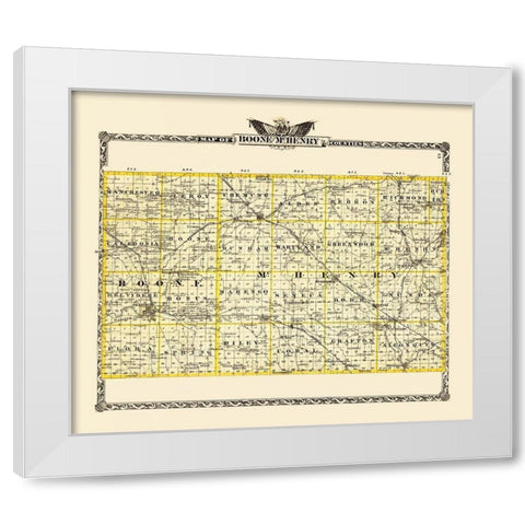 Mchenry Boone Illinois Landowner - Warner 1870 White Modern Wood Framed Art Print by Warner