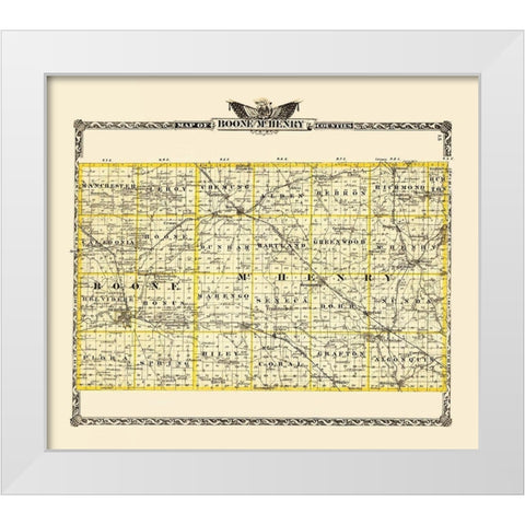 Mchenry Boone Illinois Landowner - Warner 1870 White Modern Wood Framed Art Print by Warner