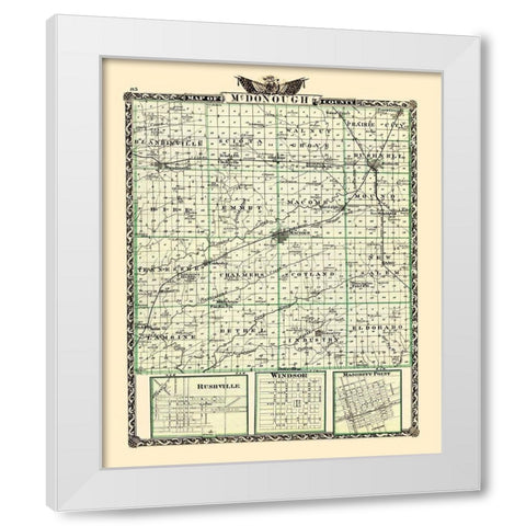 Mcdonough Illinois Landowner - Warner 1870 White Modern Wood Framed Art Print by Warner