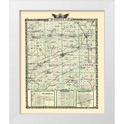Mcdonough Illinois Landowner - Warner 1870 White Modern Wood Framed Art Print by Warner