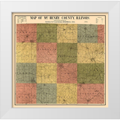 McHenry County Illinois - Hunter 1903  White Modern Wood Framed Art Print by Hunter