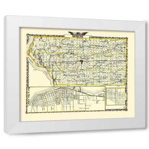 Mercer Illinois Landowner - Warner 1870 White Modern Wood Framed Art Print by Warner