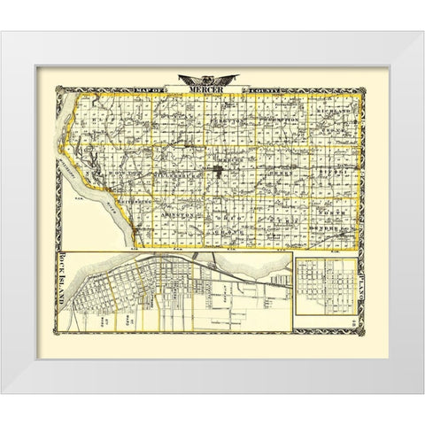 Mercer Illinois Landowner - Warner 1870 White Modern Wood Framed Art Print by Warner