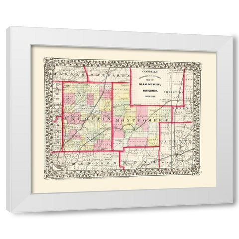 Montgomery  Macoupin Illinois - Campbell 1850 White Modern Wood Framed Art Print by Campbell