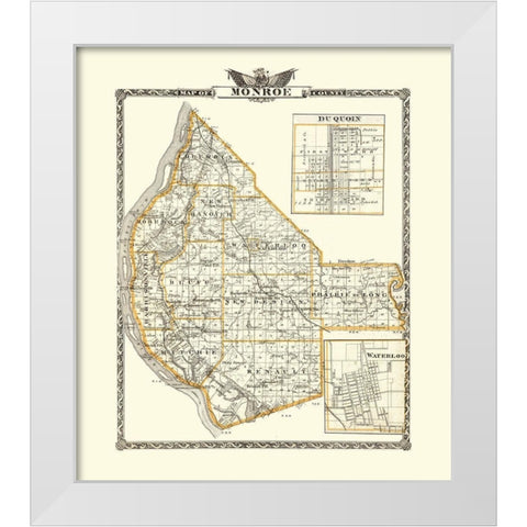 Monroe Illinois Landowner - Warner 1876 White Modern Wood Framed Art Print by Warner