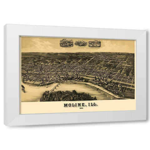 Moline Illinois - Wellge 1889 White Modern Wood Framed Art Print by Wellge