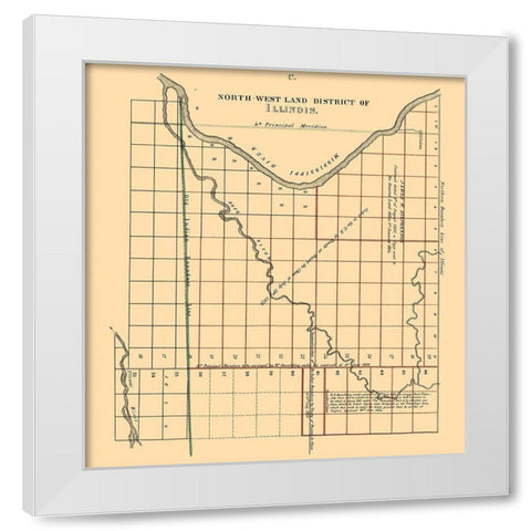 Northwest Land District Illinois - Spaulding 1836 White Modern Wood Framed Art Print by Spaulding
