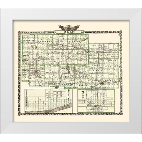 Ogle Illinois Landowner - Warner 1870 White Modern Wood Framed Art Print by Warner