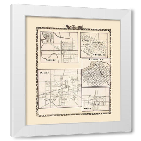 Watseka Mt Sterling Beardstown Arcola Paris White Modern Wood Framed Art Print by Warner