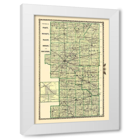 Piatt Dewitt Macon Shelby Moultrie Illinois White Modern Wood Framed Art Print by Warner