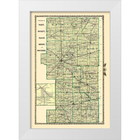 Piatt Dewitt Macon Shelby Moultrie Illinois White Modern Wood Framed Art Print by Warner