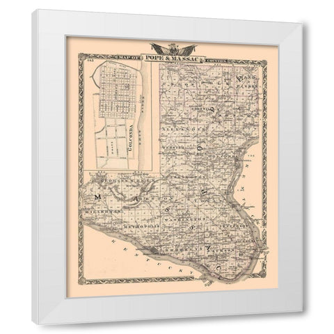 Pope and Massac Counties  Illinois - Beers 1876 White Modern Wood Framed Art Print by Beers