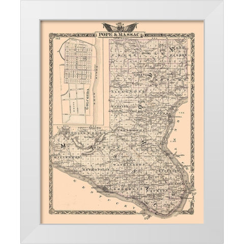 Pope and Massac Counties  Illinois - Beers 1876 White Modern Wood Framed Art Print by Beers