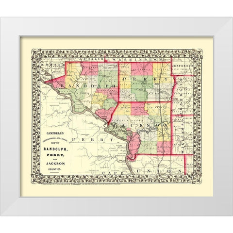Randolph  Perry  Jackson Illinois - Campbell 1850 White Modern Wood Framed Art Print by Campbell
