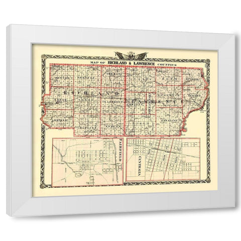 Richland  Lawrence Illinois Landowner- Warner 1870 White Modern Wood Framed Art Print by Warner