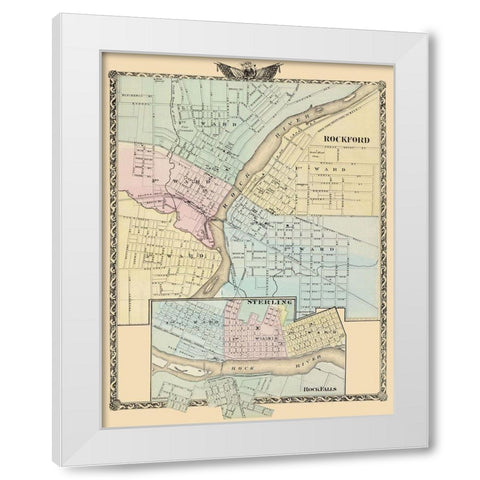 Rockford, Sterling, Rock Falls Illinois White Modern Wood Framed Art Print by Warner
