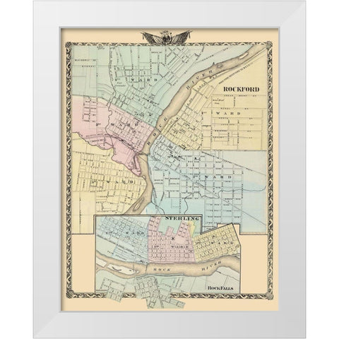 Rockford, Sterling, Rock Falls Illinois White Modern Wood Framed Art Print by Warner