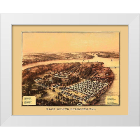 Rock Island Barracks Illinois - Speidel 1864 White Modern Wood Framed Art Print by Speidel