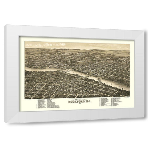 Rockford Illinois - Beck 1880 White Modern Wood Framed Art Print by Beck
