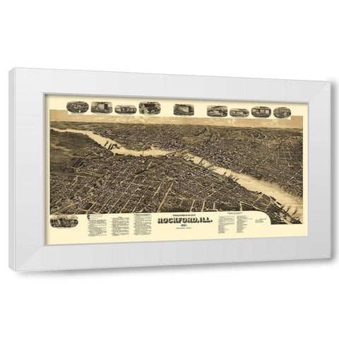 Rockford Illinois - Beck 1891 White Modern Wood Framed Art Print by Beck