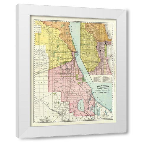 Chicago Illinois Railway Terminal - 1892 White Modern Wood Framed Art Print by Unknown