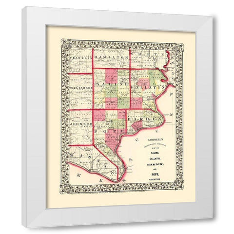 Saline  Gallatin  Pope  Hardin Illinois White Modern Wood Framed Art Print by Campbell