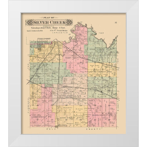 Silver Creek  Illinois White Modern Wood Framed Art Print by North West Publishing Co.