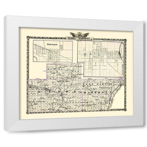 Stark  Marshall Illinois Landowner - Warner 1870 White Modern Wood Framed Art Print by Warner