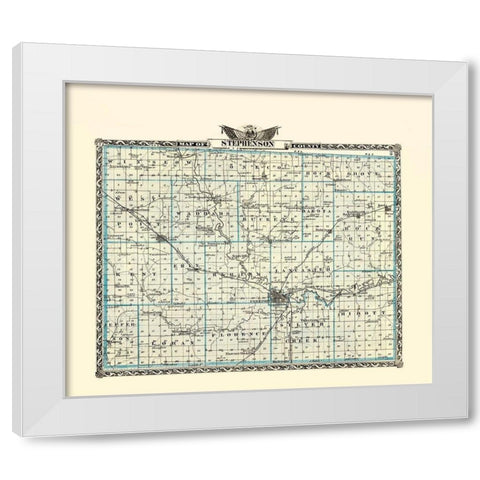 Stephenson Illinois Landowner - Warner 1876 White Modern Wood Framed Art Print by Warner