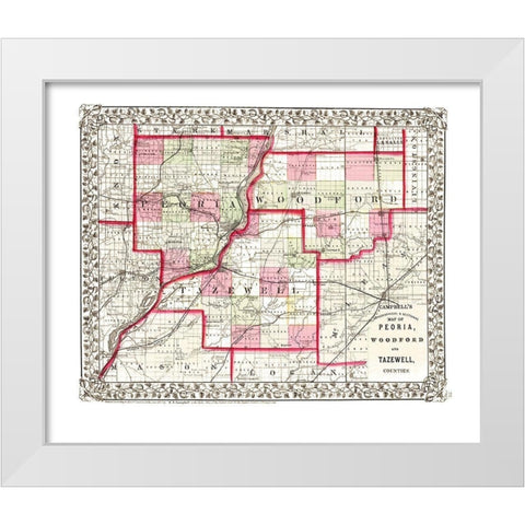 Peoria  Woodford  Tazewell Illinois - Campbell White Modern Wood Framed Art Print by Campbell