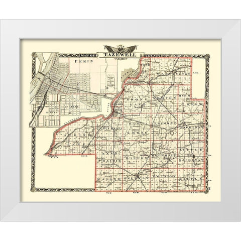 Tazewell Illinois Landowner - Warner 1870 White Modern Wood Framed Art Print by Warner
