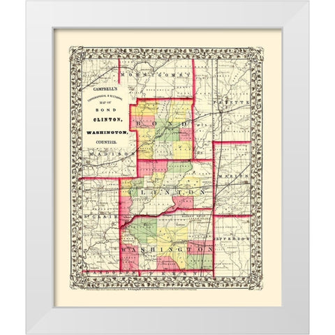 Washington  Bond  Clinton Illinois - Campbell 1850 White Modern Wood Framed Art Print by Campbell