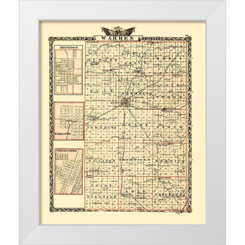 Warren Illinois Landowner - Warner 1870 White Modern Wood Framed Art Print by Warner