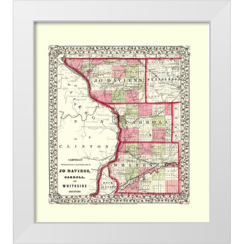 Whiteside  Jo Daviess  Carroll Illinois White Modern Wood Framed Art Print by Campbell