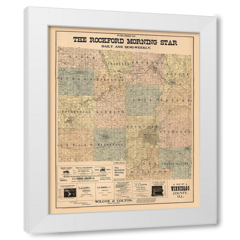 Winnebago County Illinois - Hixson 1902  White Modern Wood Framed Art Print by Hixson
