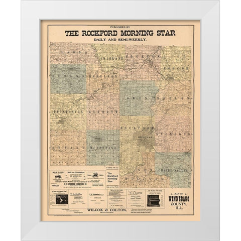 Winnebago County Illinois - Hixson 1902  White Modern Wood Framed Art Print by Hixson