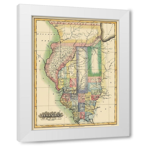 Illinois - Lucas 1823 White Modern Wood Framed Art Print by Lucas
