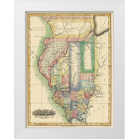 Illinois - Lucas 1823 White Modern Wood Framed Art Print by Lucas