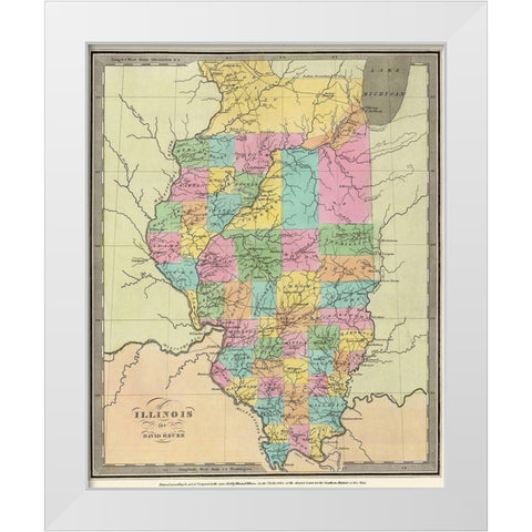Illinois - Burr 1834 White Modern Wood Framed Art Print by Burr
